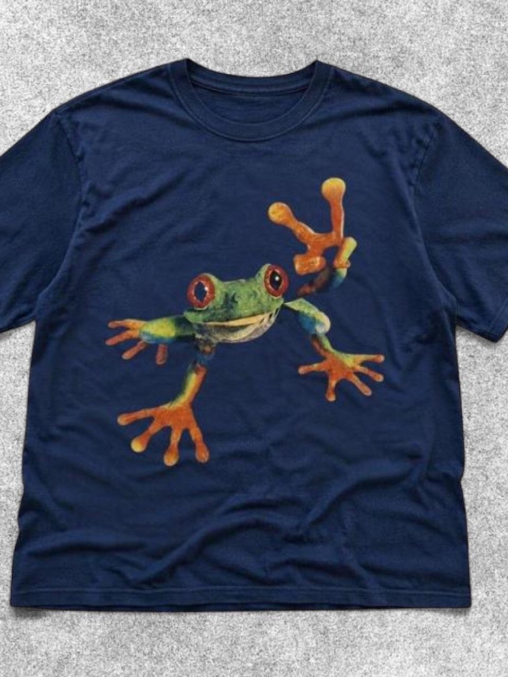 Gildan Navy Short Sleeve Tee with Colorful Tree Frog Print